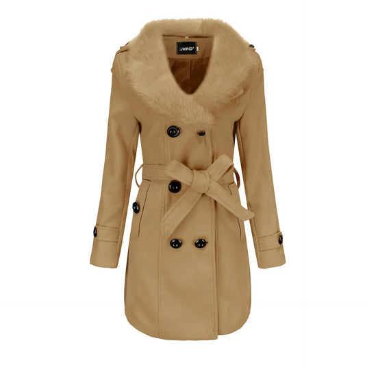 Soft Plush Ladies Long Wool Winter Coat - OutfitLondon