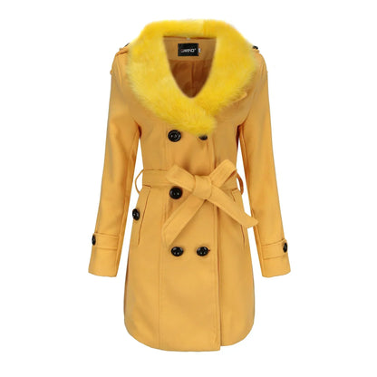 Soft Plush Ladies Long Wool Winter Coat