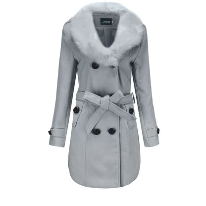 Soft Plush Ladies Long Wool Winter Coat