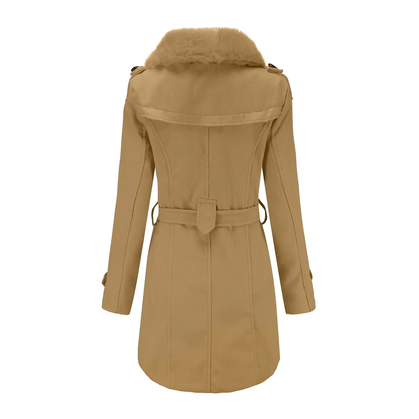 Soft Plush Ladies Long Wool Winter Coat