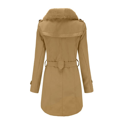 Soft Plush Ladies Long Wool Winter Coat