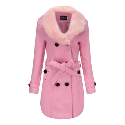 Soft Plush Ladies Long Wool Winter Coat
