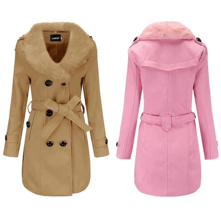 Soft Plush Ladies Long Wool Winter Coat