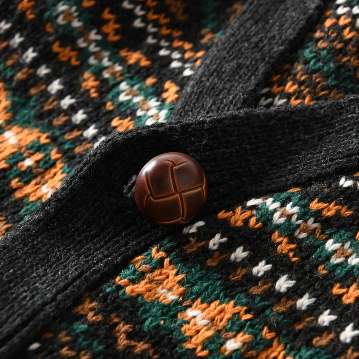 Classic Mens Nordic Print Button Cardigan Sweater