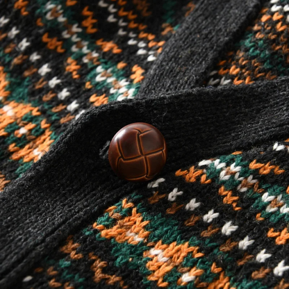 Classic Mens Nordic Print Button Cardigan Sweater
