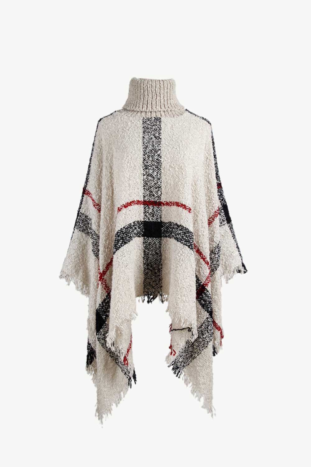 Fashionable Fringe Open Front Poncho Coat