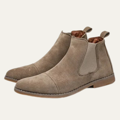 Men's Brown Suede Chelsea Boots with Stretch Sides