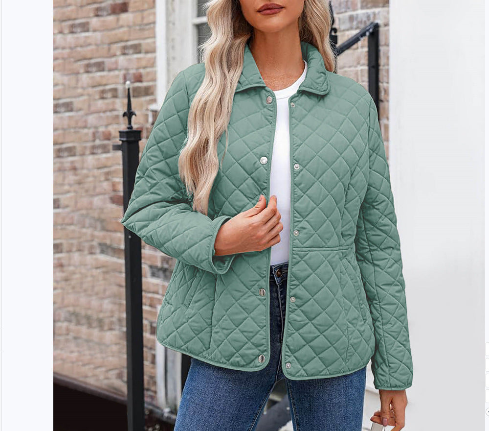 Women's Casual Quilted Lapel Collar Jacket