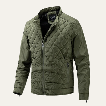 Slim Fit Men's Quilted Zip Jacket with High Collar