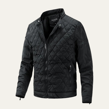 Slim Fit Men's Quilted Zip Jacket with High Collar