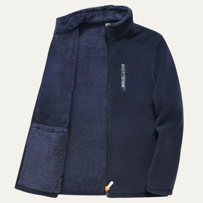 Warm Men's Fleece Zipper Jacket with High Collar