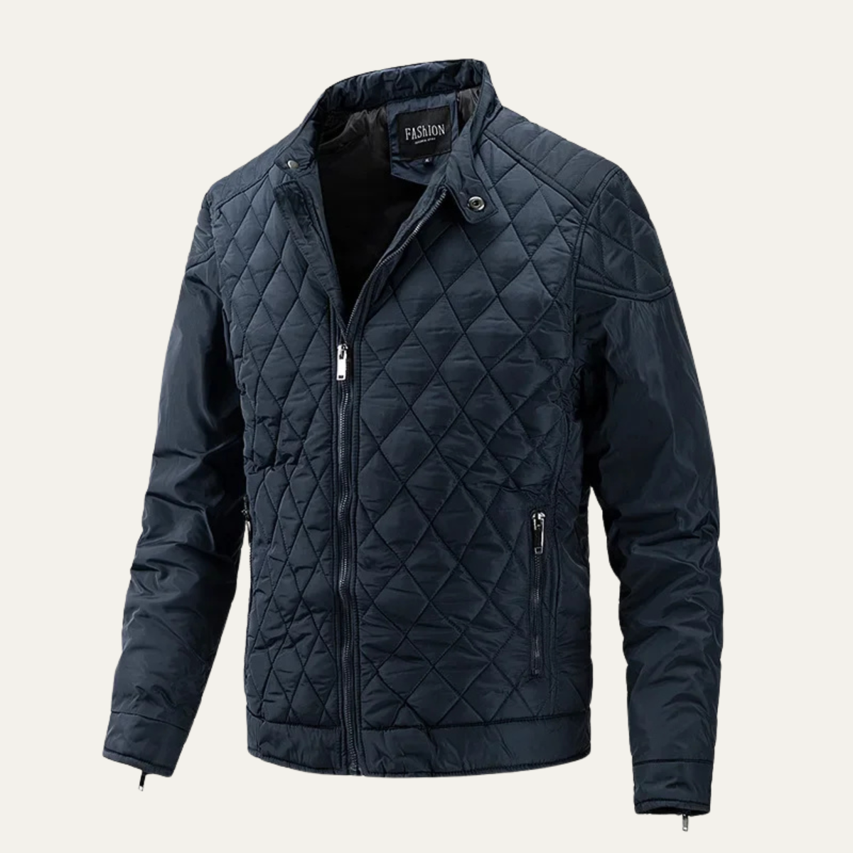 Slim Fit Men's Quilted Zip Jacket with High Collar