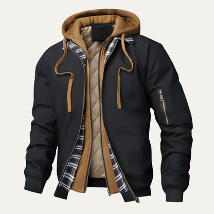 Relaxed Fit Padded Hoodie Bomber Jacket