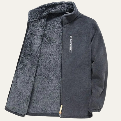 Warm Men's Fleece Zipper Jacket with High Collar