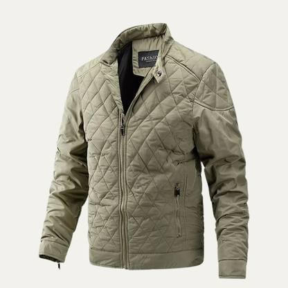 Slim Fit Men's Quilted Zip Jacket with High Collar