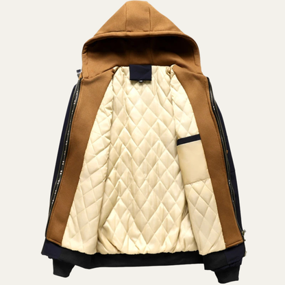 Relaxed Fit Padded Hoodie Bomber Jacket