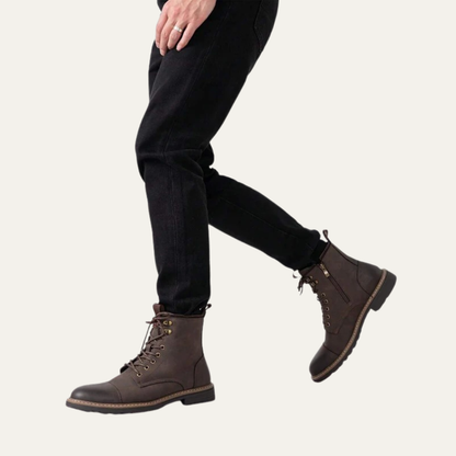 Tough Leather Lace Up Military Ankle Boots