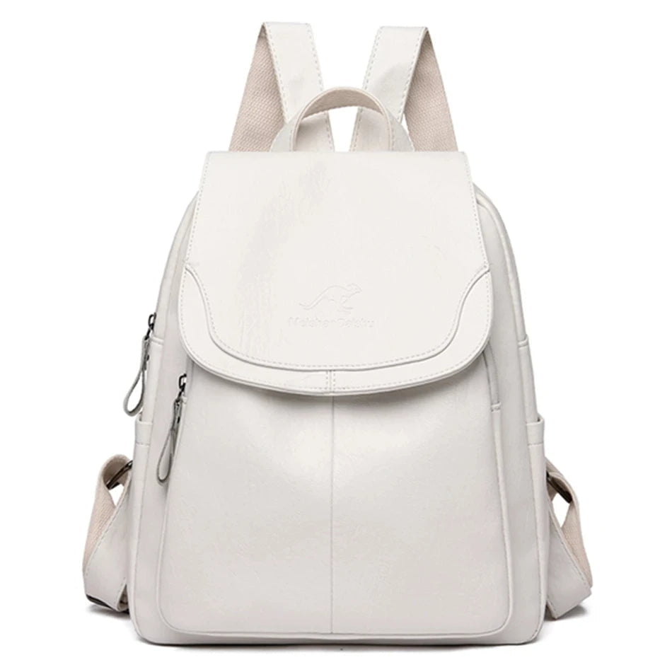 Secure Leather Backpack for Fashionable Women