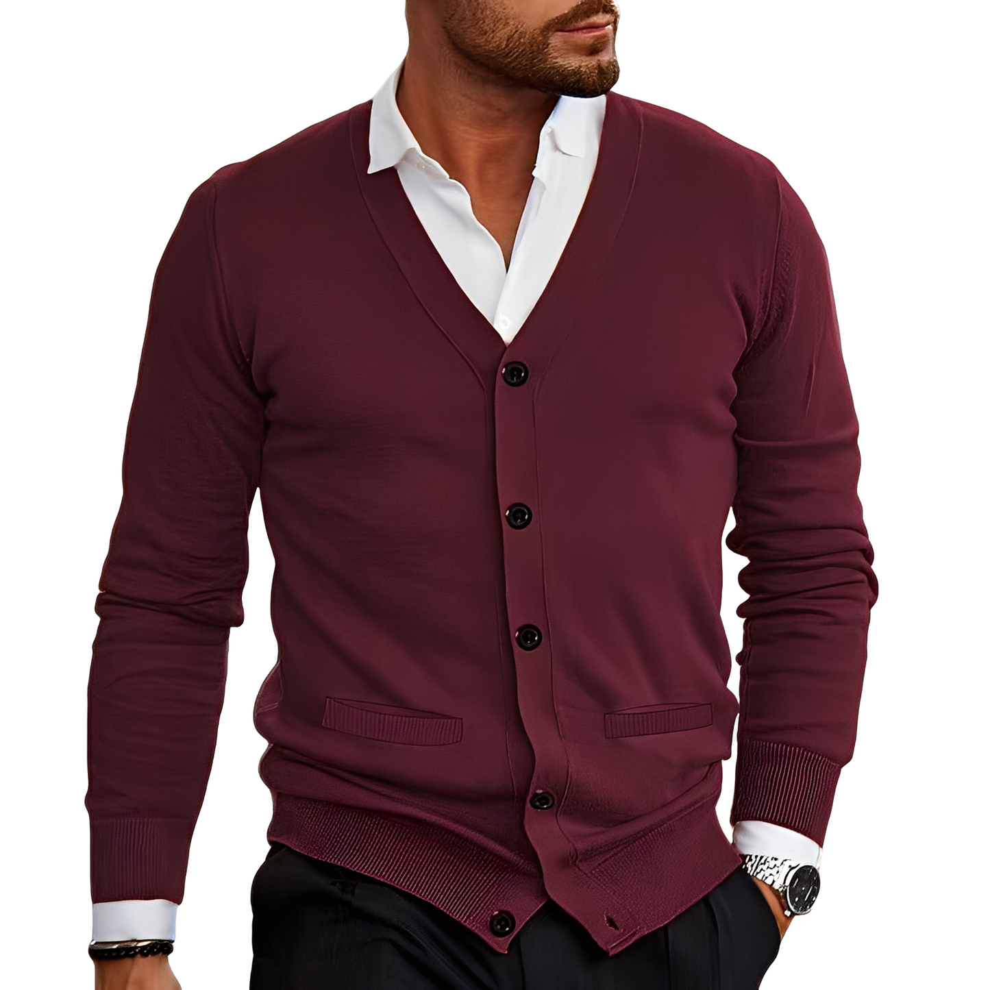 Relaxed Fit Cotton Button Cardigan Sweater