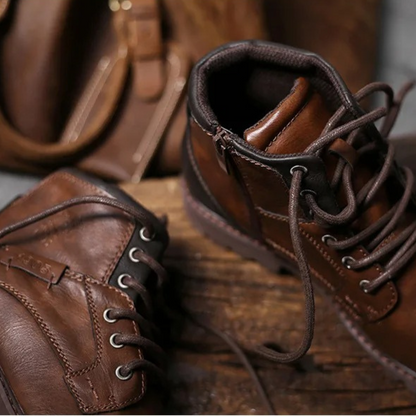 Brown Leather Ankle Boots for Men