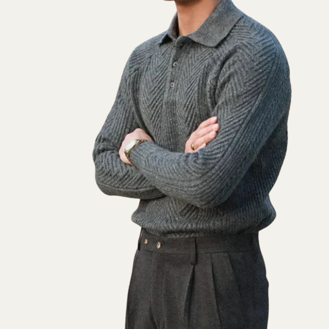 Men's Texture Knit Quarter Zip Sweater