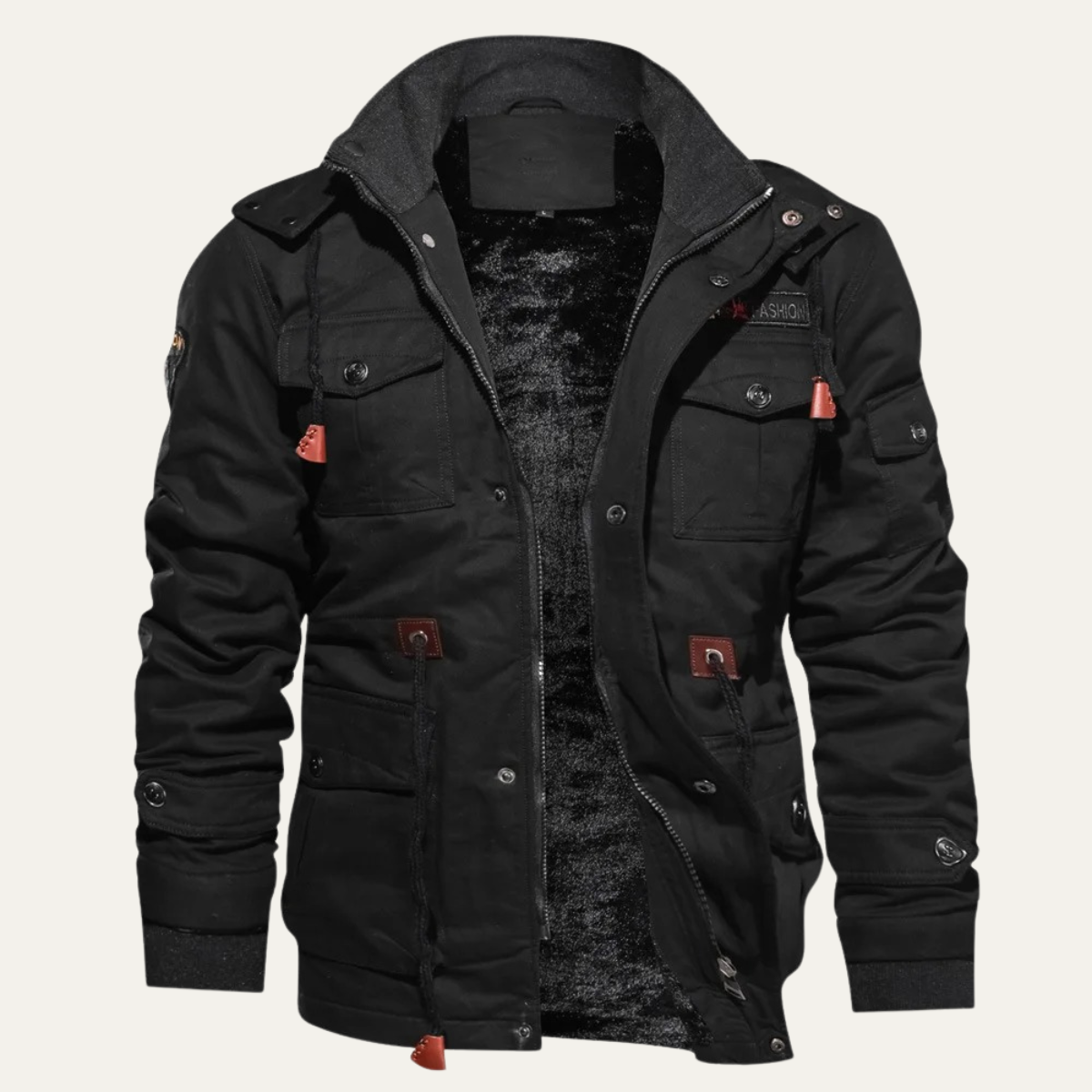 Warm Mens Thick Fleece Lined Hooded Winter Coat