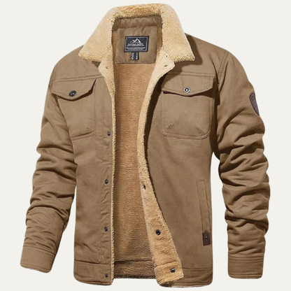 Warm Synthetic Lined Zip Up Denim Jacket