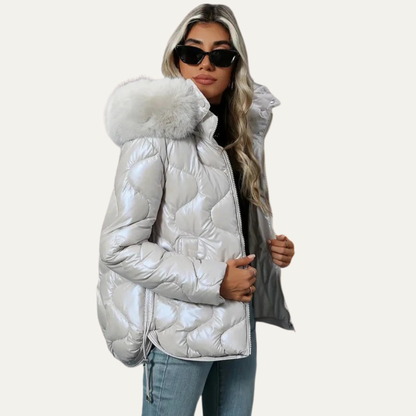 Shiny Insulated Puffer Coat for Women