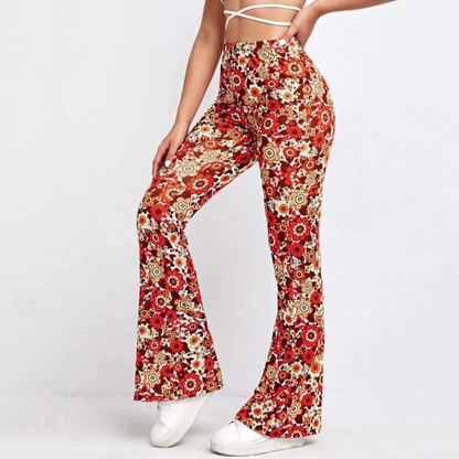 Classic High Waist Flowy Floral Women's Pants