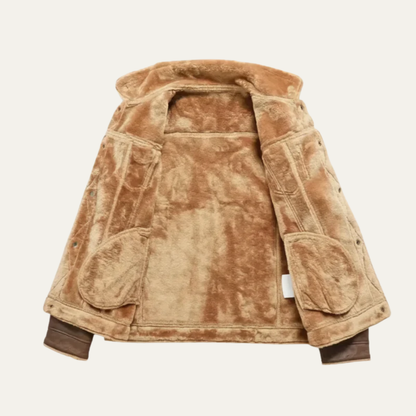 Warm Faux Leather Trucker Coat