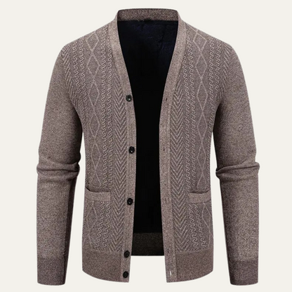 Men's Cozy Crew Neck Pocket Cardigan Sweater