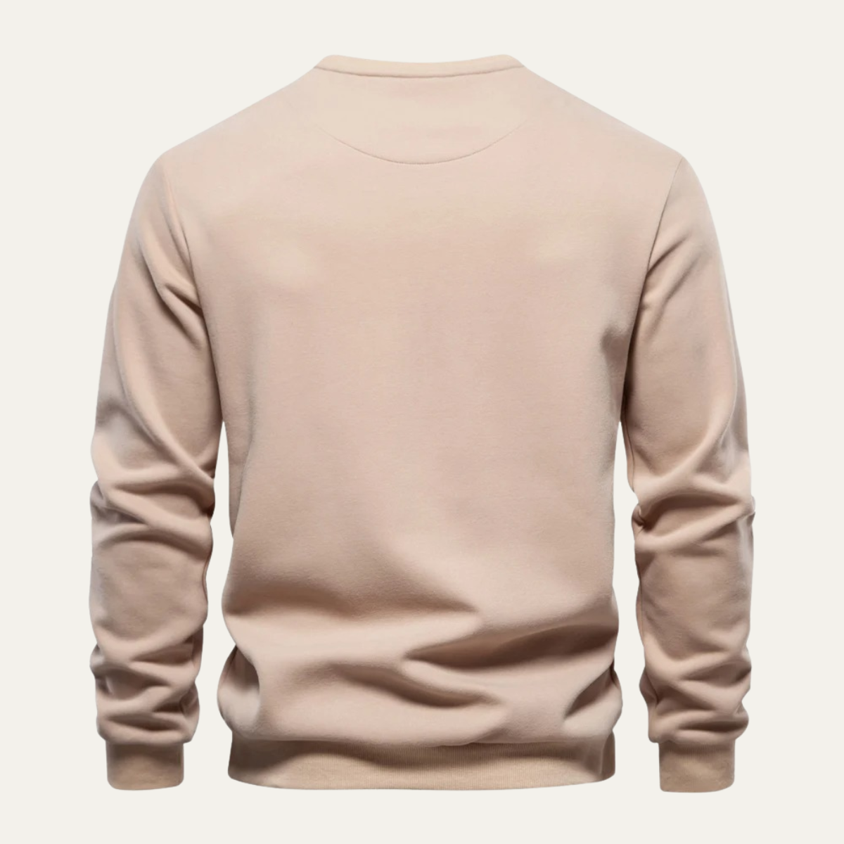 Relaxed Fit Men's Crew Neck Sweater with Pocket