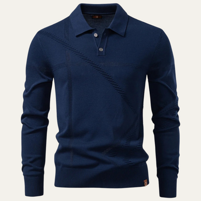 Slim Fit Men's Breathable Knit Polo Sweater