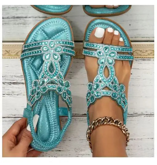 Glittery Stone Beach Flip Flops