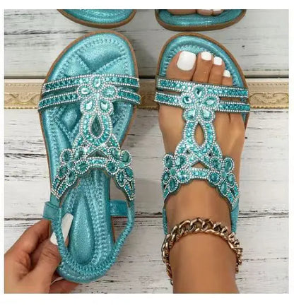 Glittery Stone Beach Flip Flops