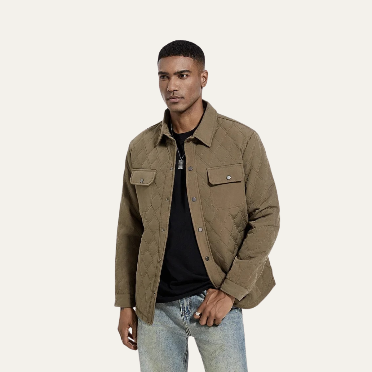 Comfortable Mens Quilted Lightweight Padded Jacket