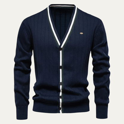 Men's Skinny Fit Crew Neck Cotton Sweater Cardigan