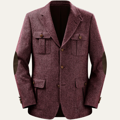 Classic Men's Tweed Wool Blazer Jacket