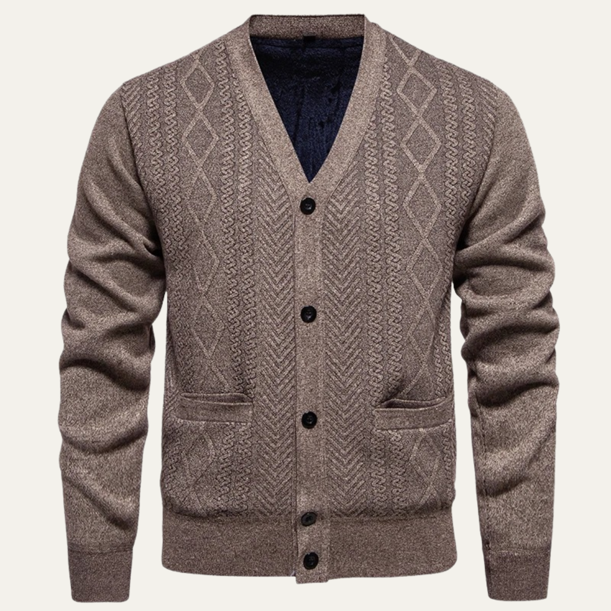 Men's Cozy Crew Neck Pocket Cardigan Sweater