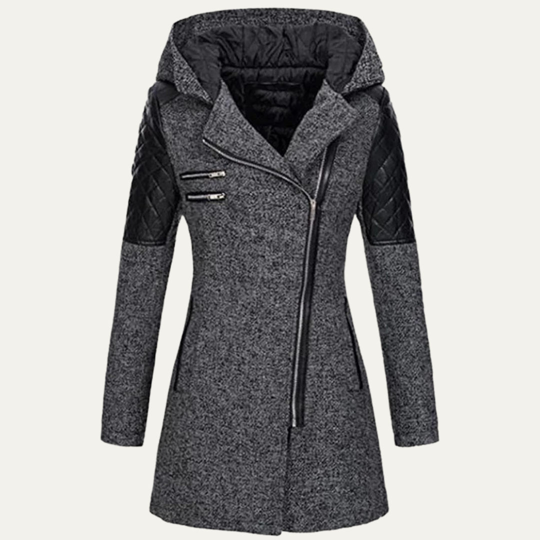 Warm Waterproof Ladies Long Asymmetrical Coat