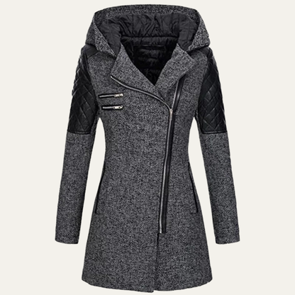 Warm Waterproof Ladies Long Asymmetrical Coat