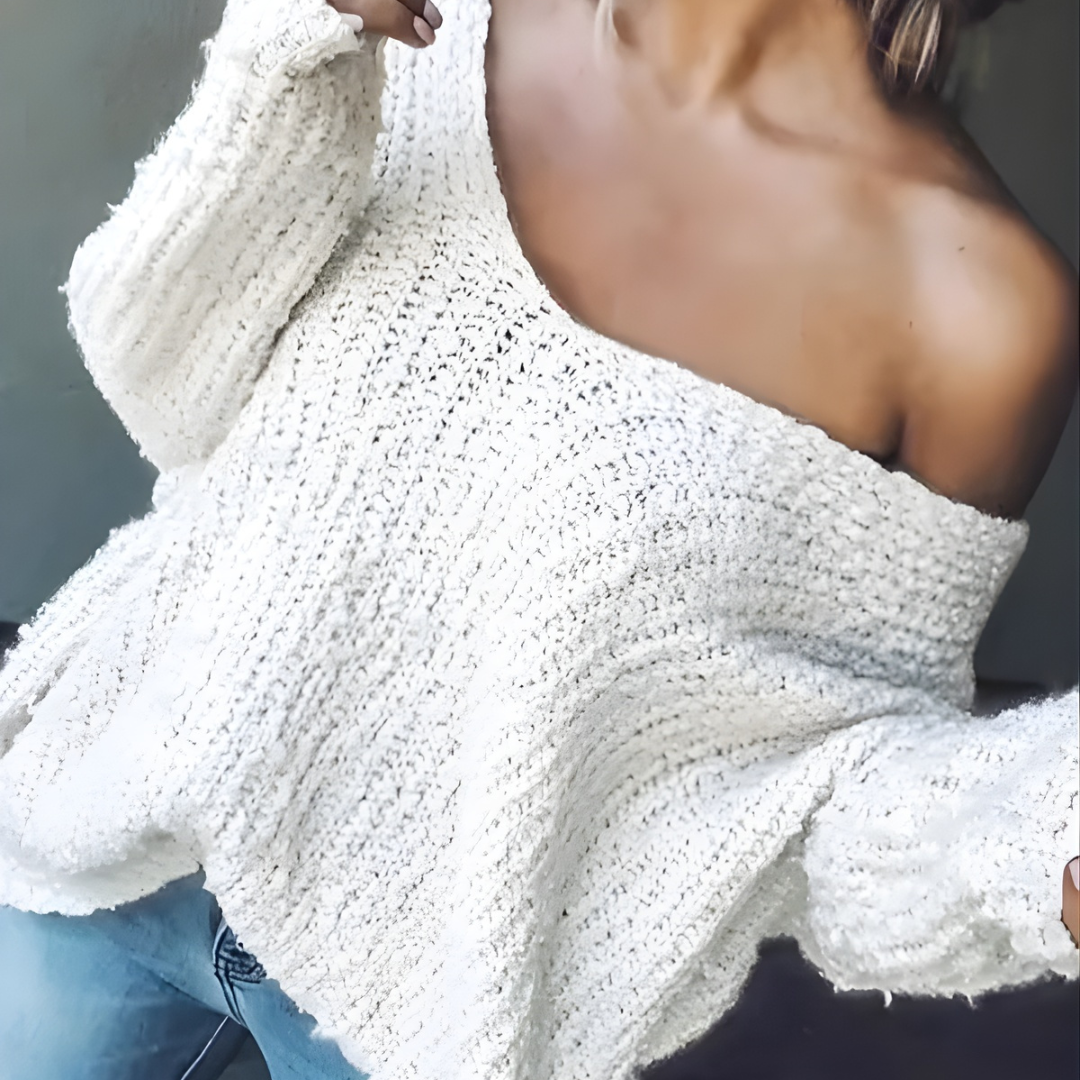 Soft Relaxed Fit Crew Neck Long Sweater