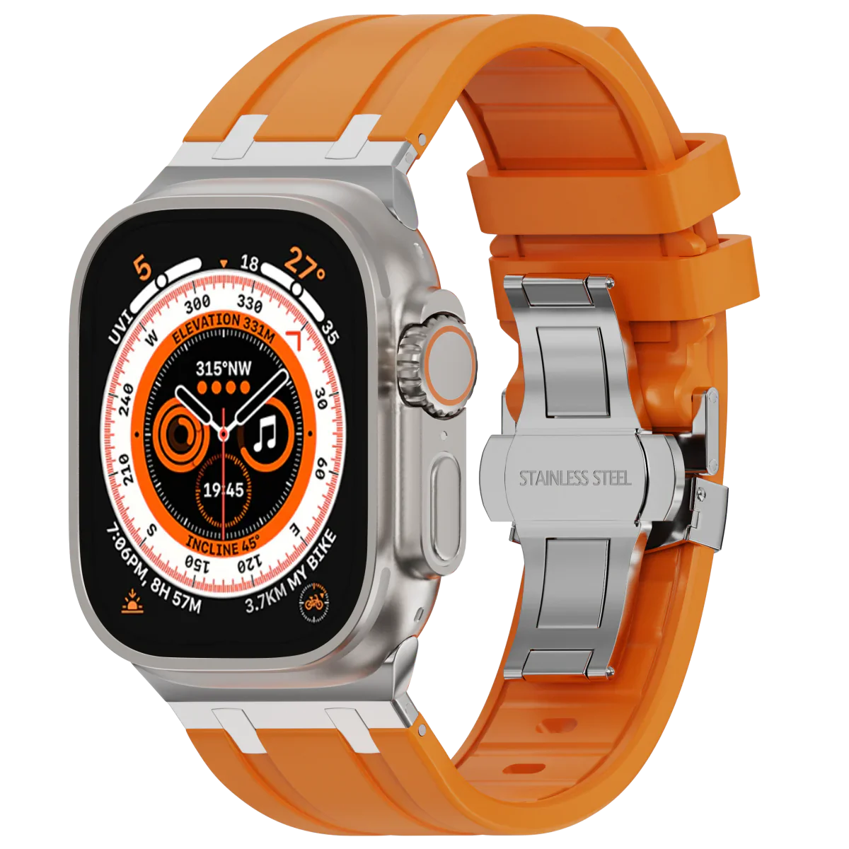 Flexible Rubber Apple Watch Strap With Silver Buckle