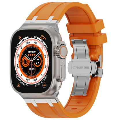 Flexible Rubber Apple Watch Strap With Silver Buckle
