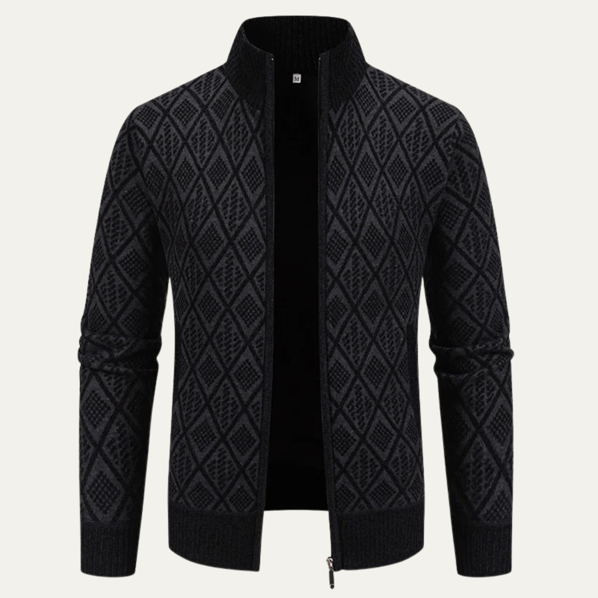 Stylish Men's Zip Up Knit Patterned Jacket