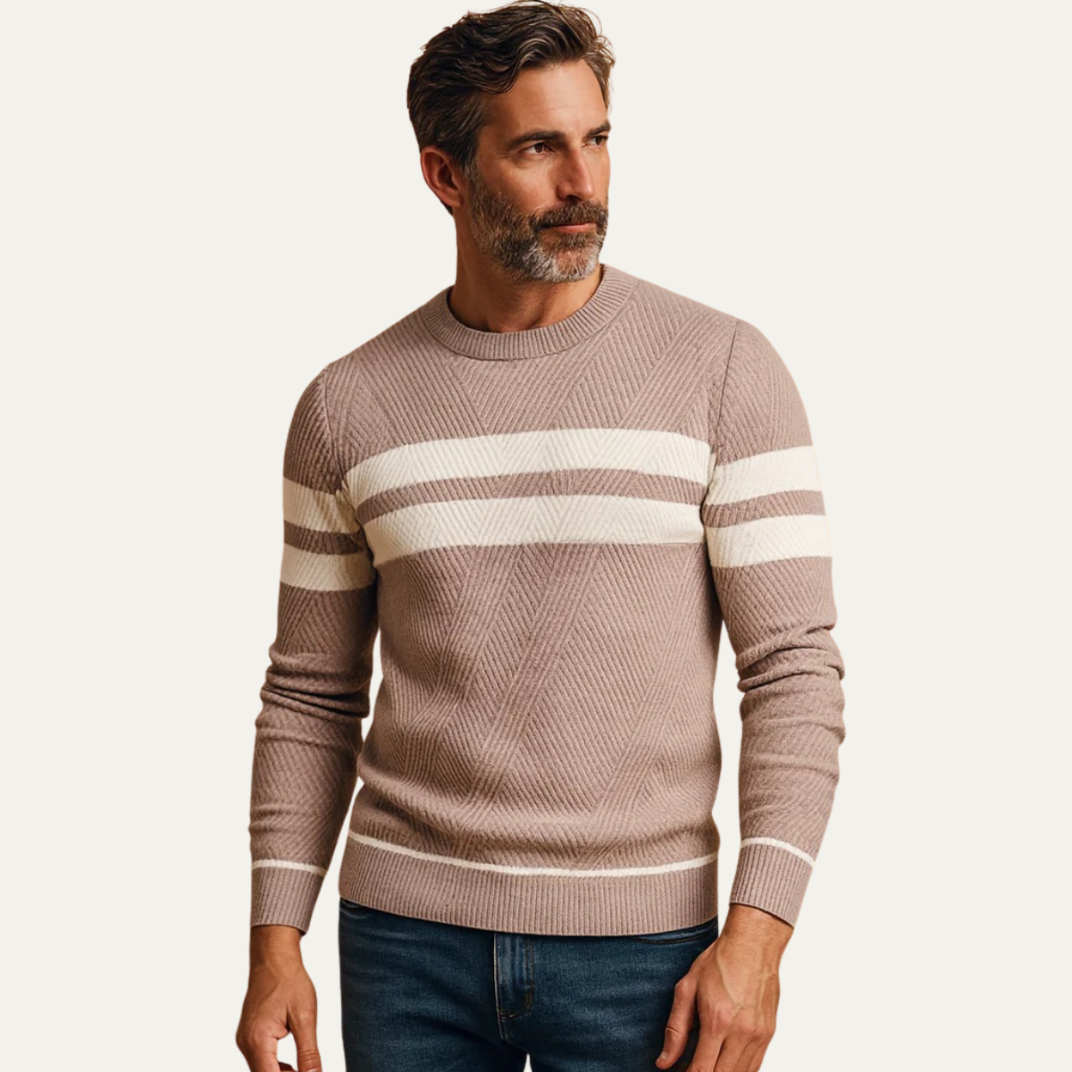 Classic Fit Striped Crew Neck Sweater
