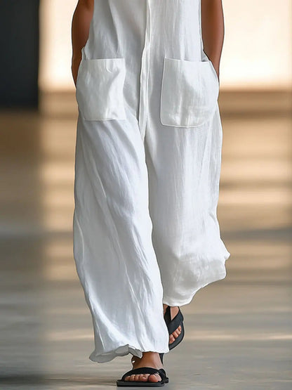 Relaxed Vintage Off White Romper Jumpsuit