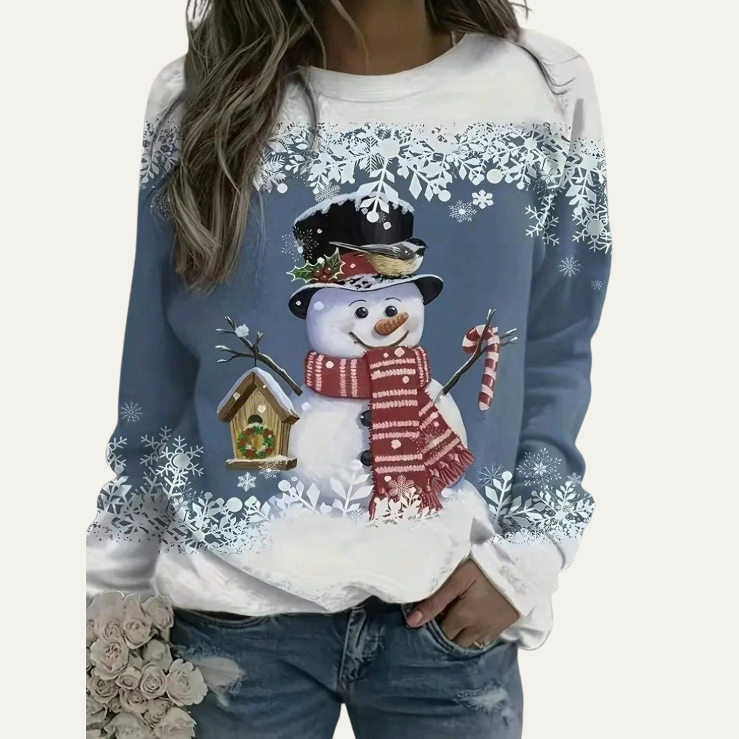 Fun Holiday Snowman Crew Neck Sweater