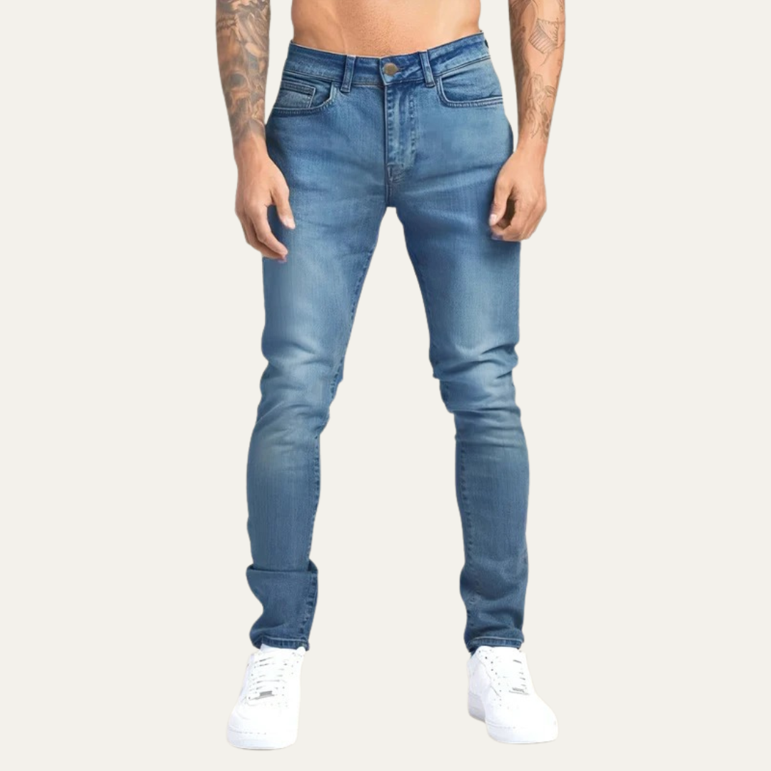 Men's Ripped Slim Fit Low Rise Jeans