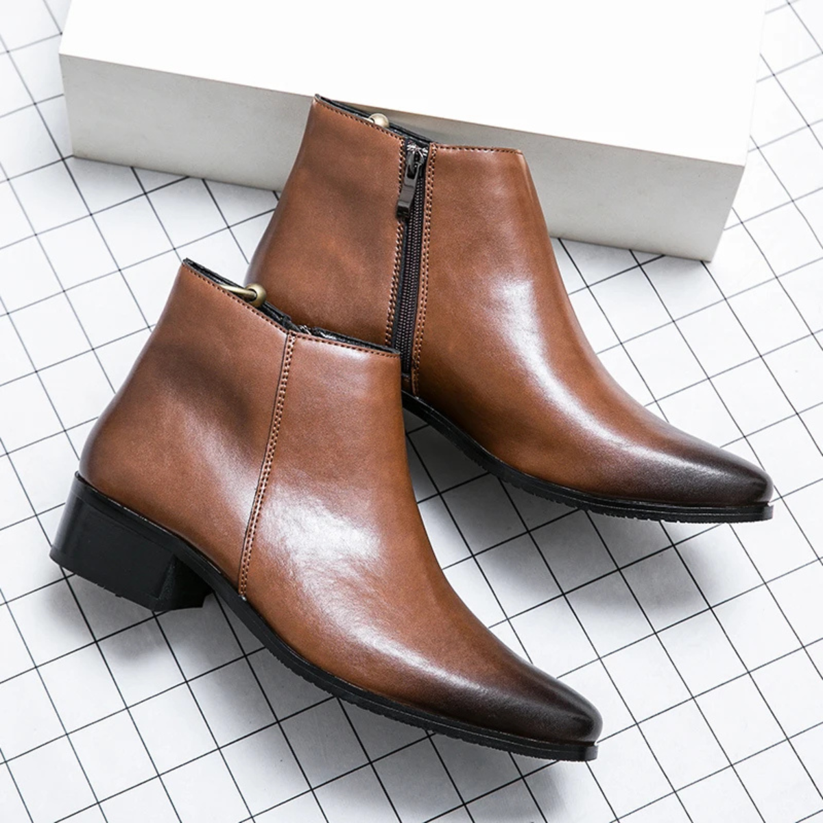 Elegant Men's Leather Ankle Dress Boots
